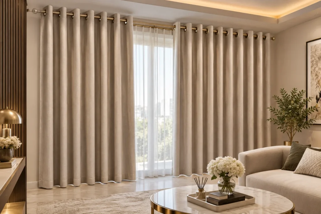 Eyelet curtains made to measure in Dubai